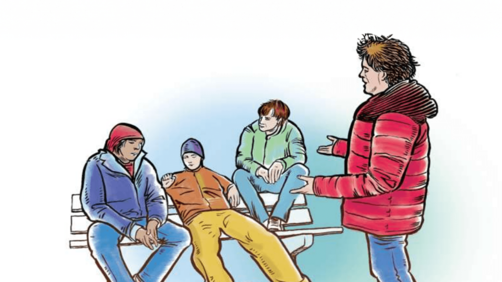 Illustratie hangjongeren