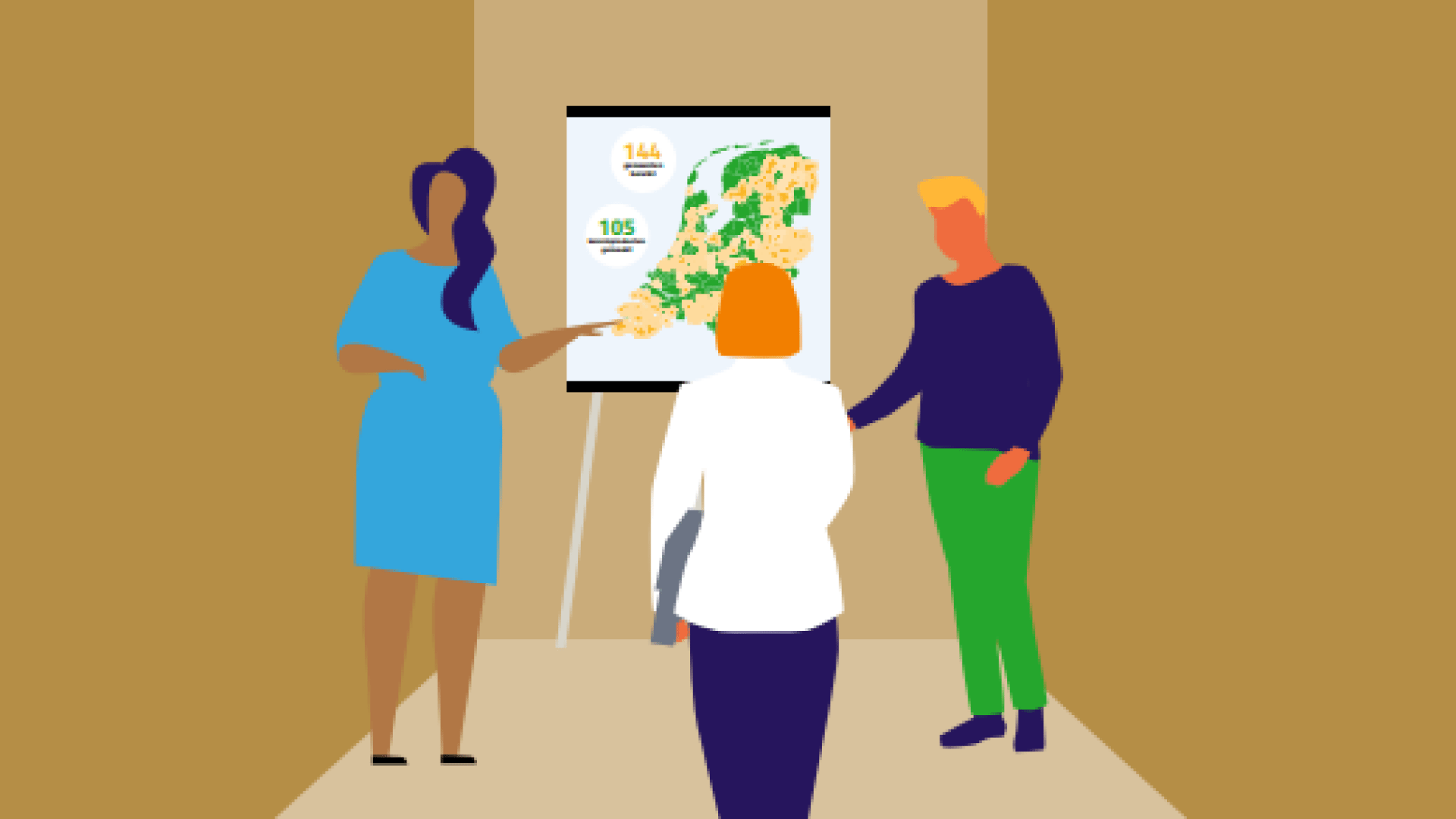 Illustratie mensen bij flip-over