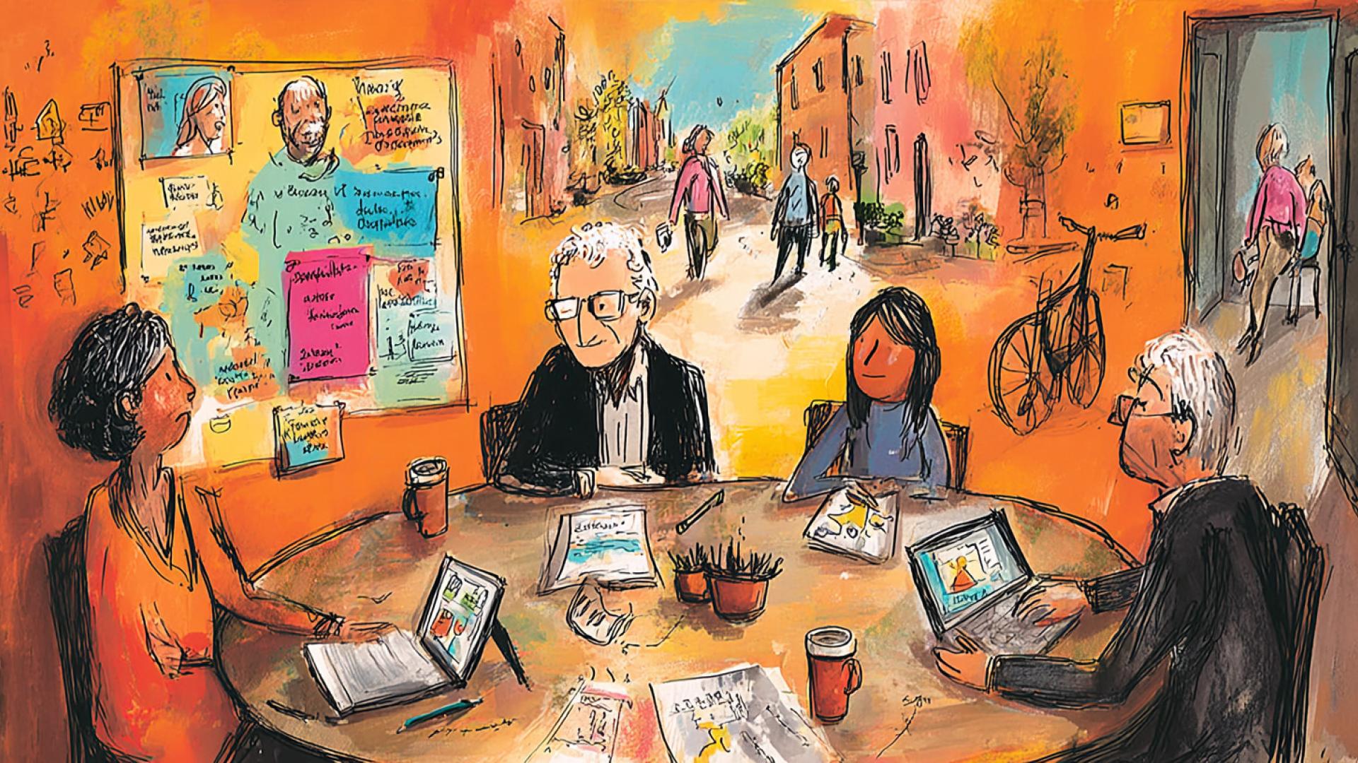 Illustratie bij artikel Previde - mensen vergaderen rond een tafel