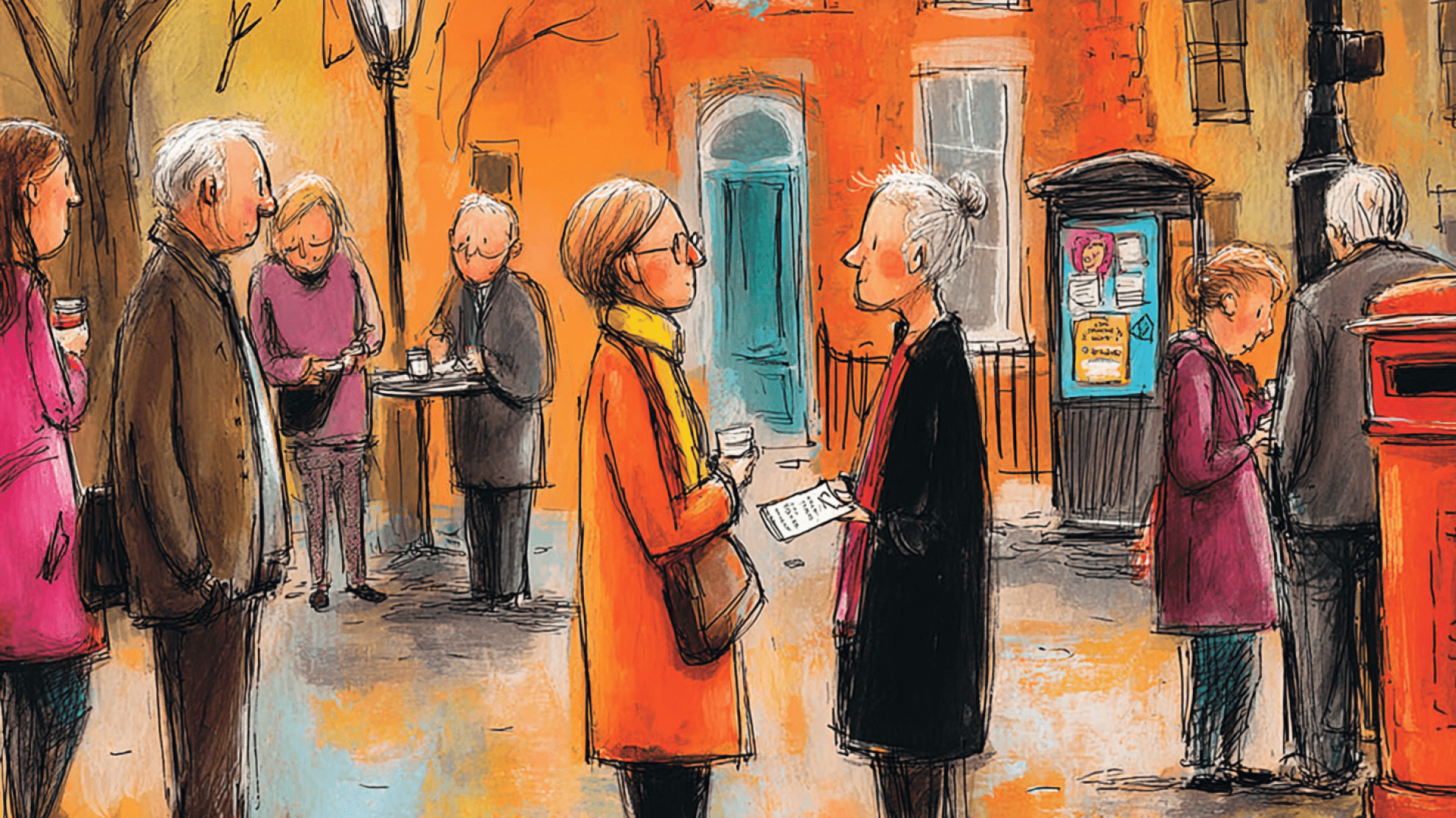 Groep ouderen op straat