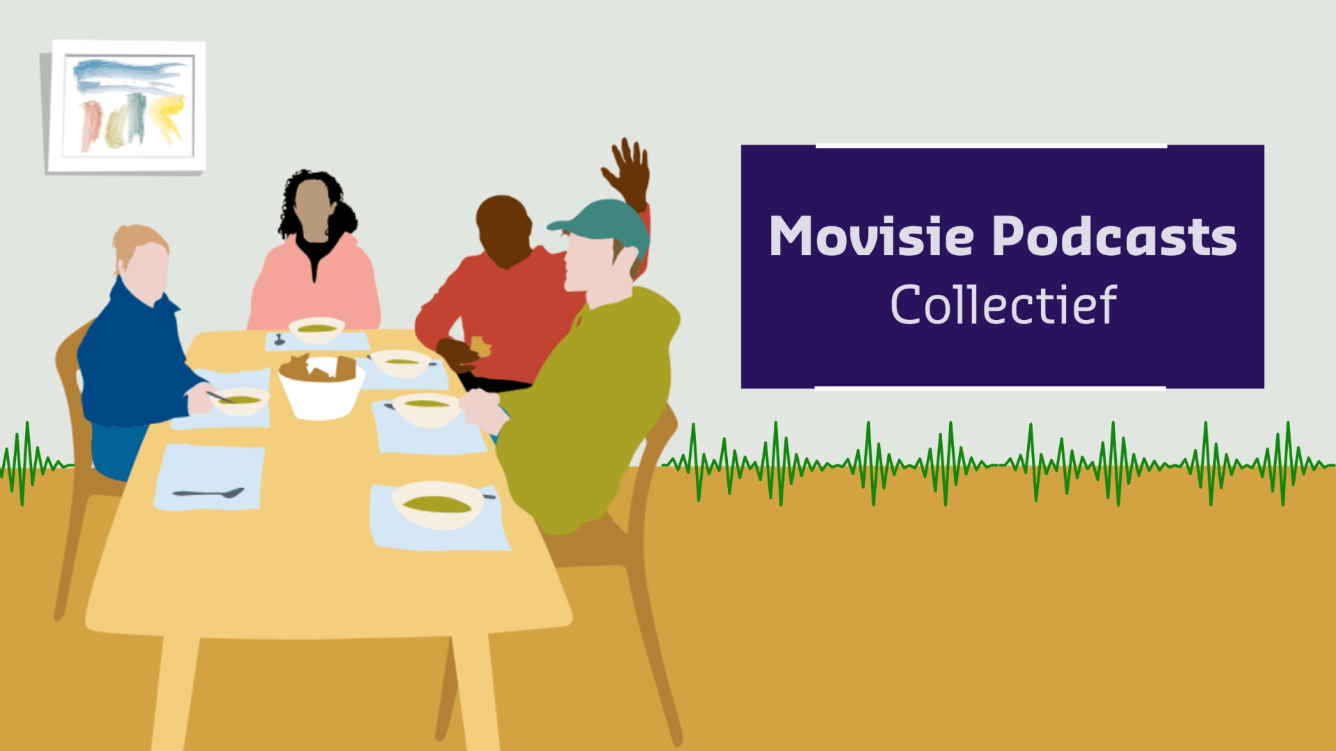 Illustratie van mensen aan tafel 
