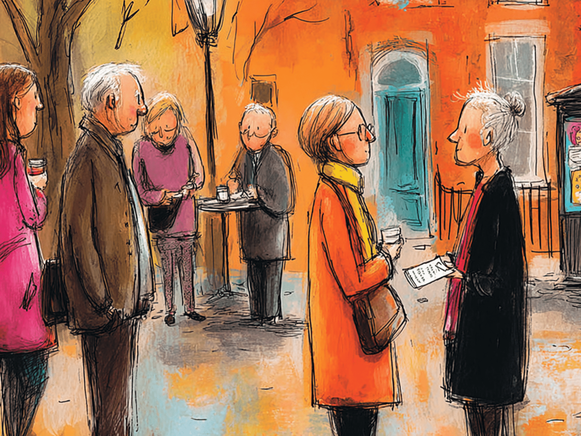 Groep ouderen op straat