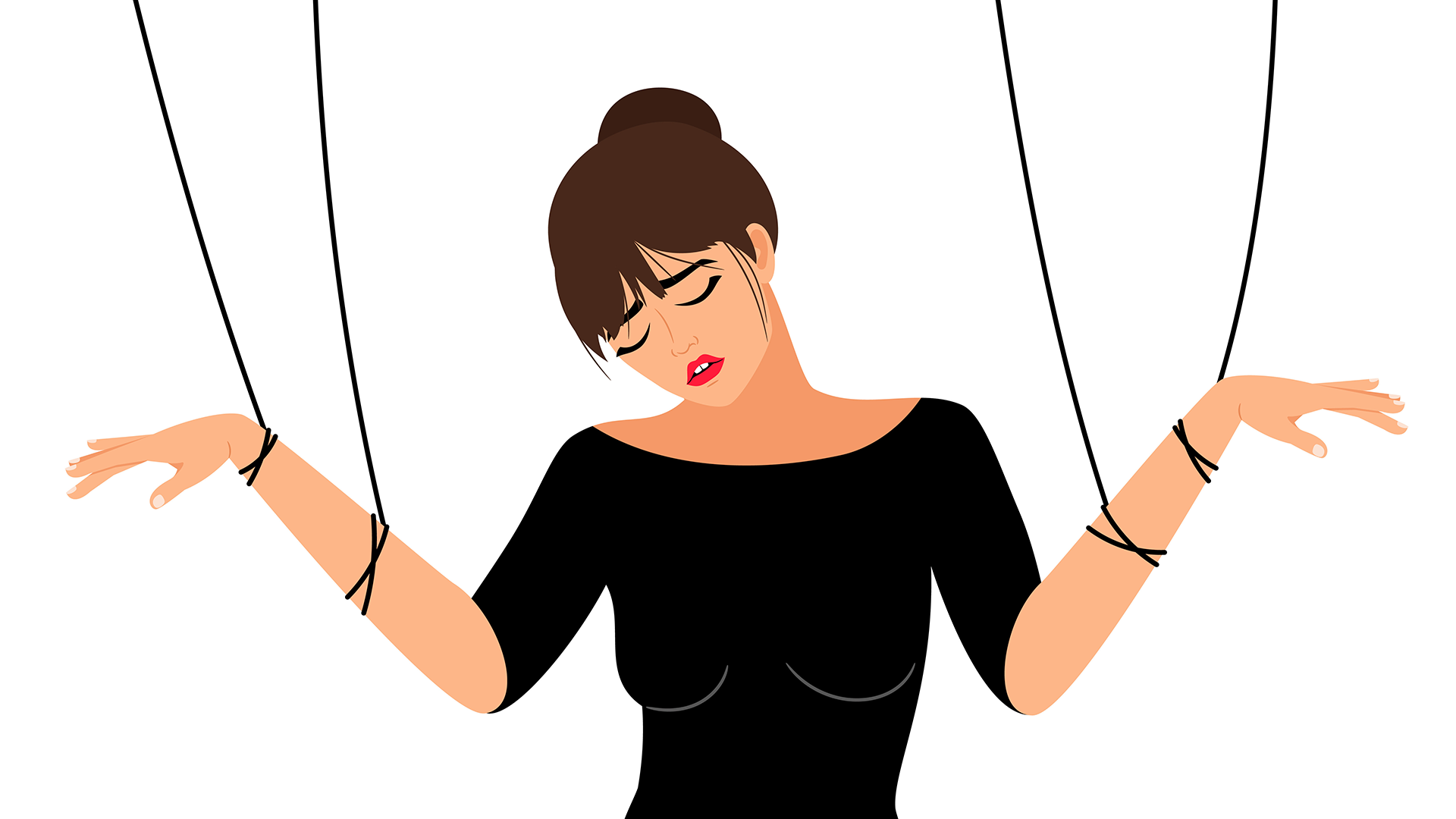 Illustratie vrouw aan touwen