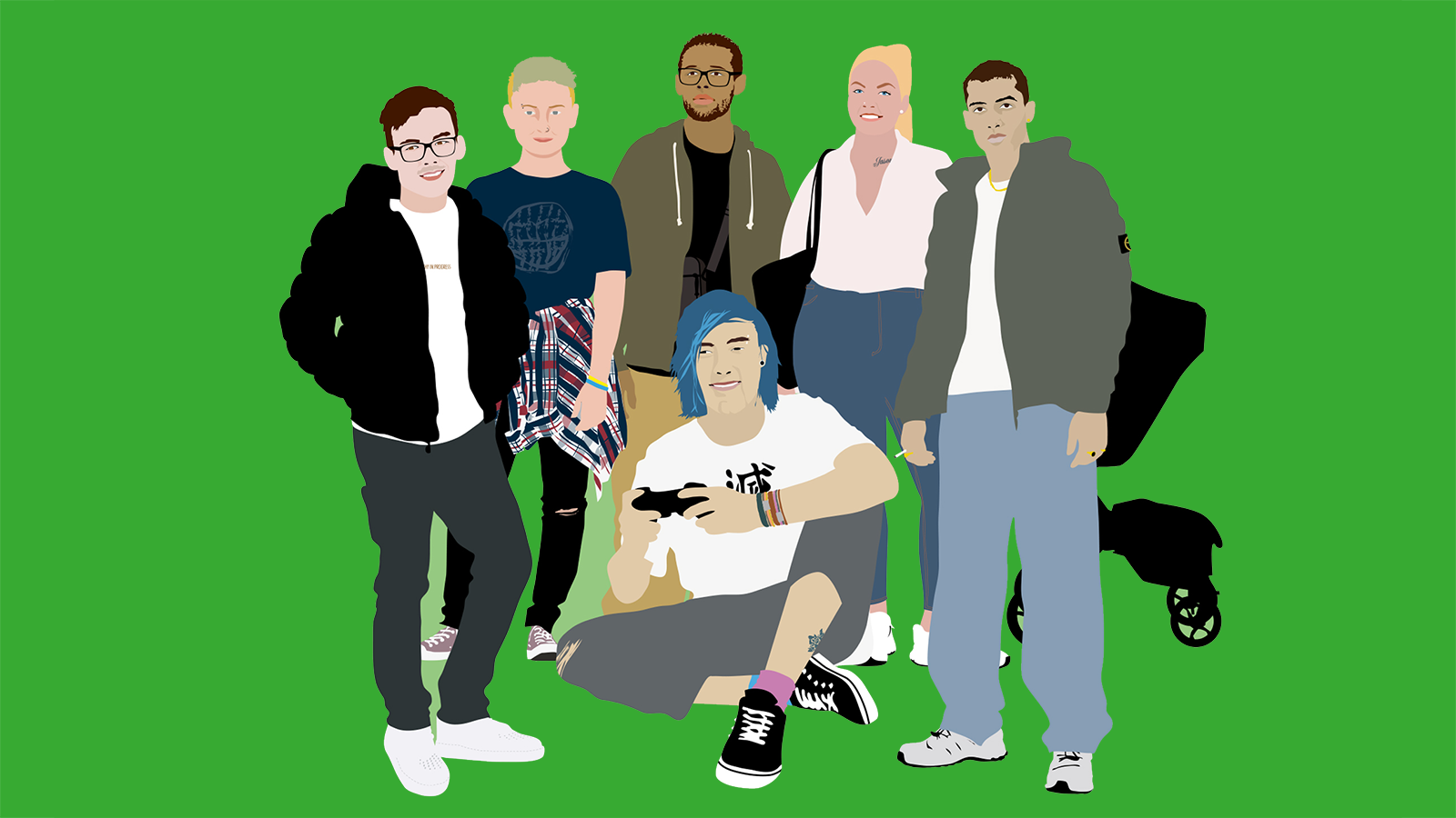 Illustratie groep jongeren